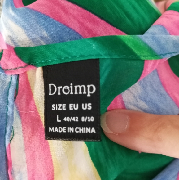 Dreimp Tie Side Dolman sleeve colorful Blouse sz L NEW - Picture 4 of 4